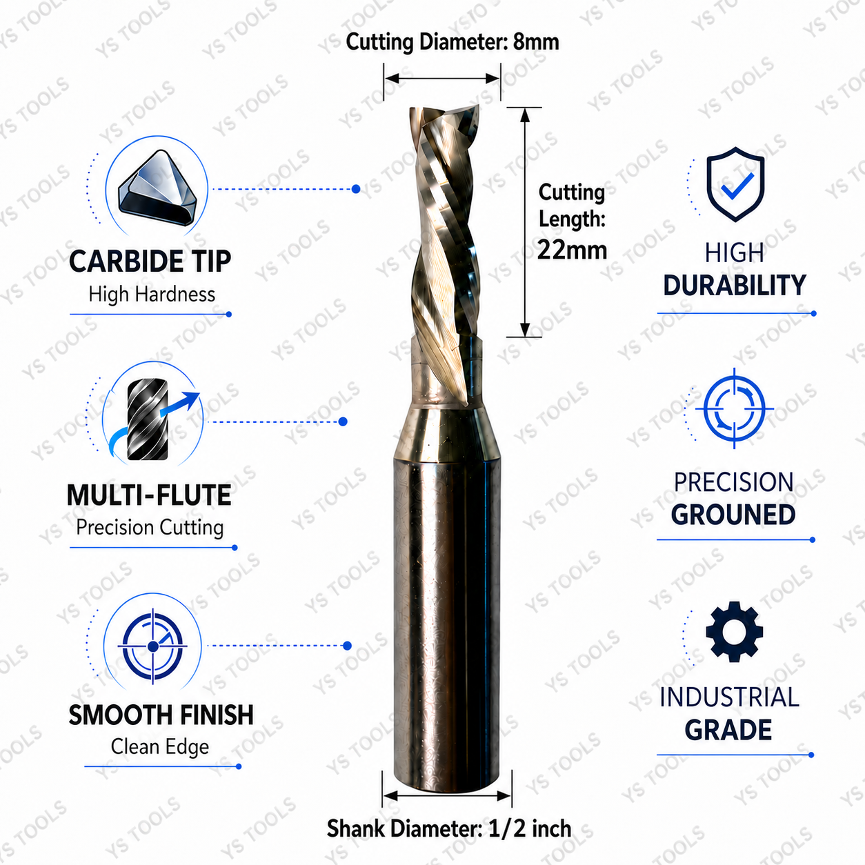 8*22MM-2T TCT Compression Spiral Bit
