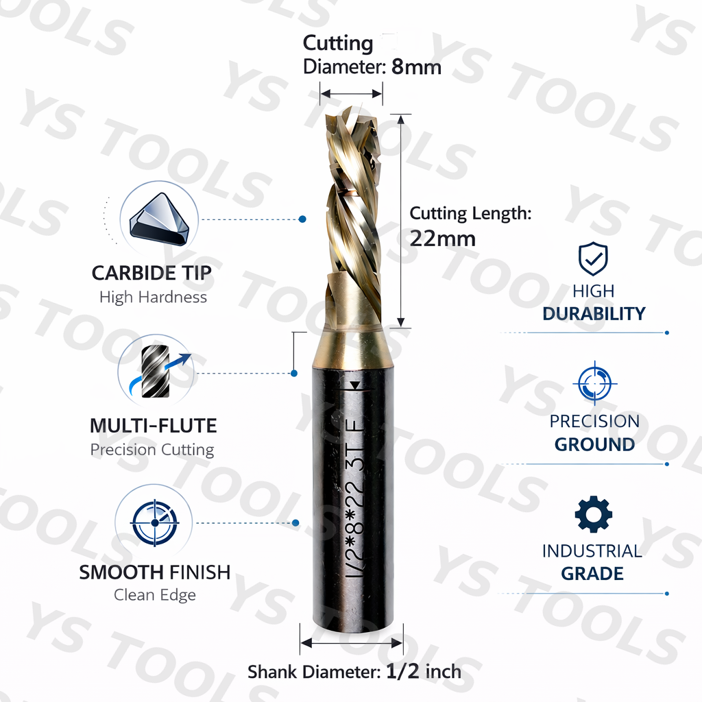 8*22MM-3T TCT Compression Spiral Bit
