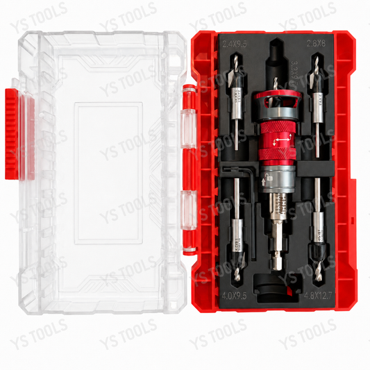 Solid Carbide Countersink Drill Bit Set with Adjustable Depth Stop – 5-Piece