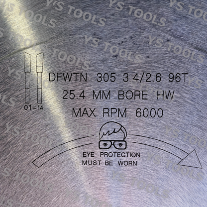 12" 96T HiATB Saw Blade – 25° Tooth Angle for Melamine & Laminated Panels | No Scoring Blade Required