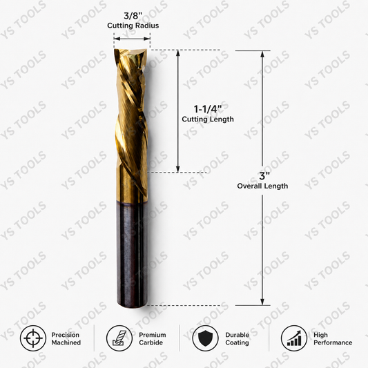 3/8" 2-Flute Solid Carbide Compression Router Bit
