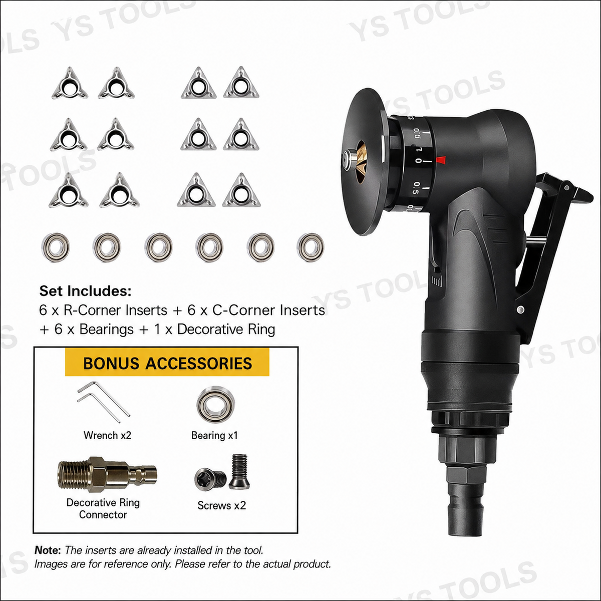 Portable Pneumatic Chamfering Machine – R & C Radius Inserts Set