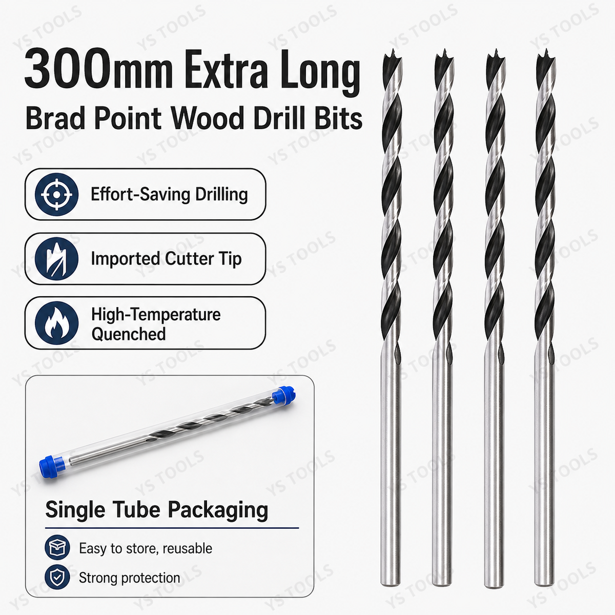 10mm x 300mm Extra Long Brad Point Wood Drill Bit – Precision Woodworking Drill