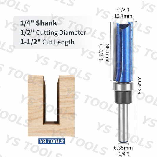 Straight Router Bit 1/2" – 1/4" Shank – 1-1/2" LOC