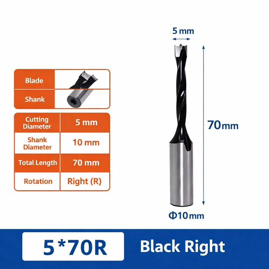 5mm x 70mm Right Hand Carbide Boring Bit, 10mm Shank