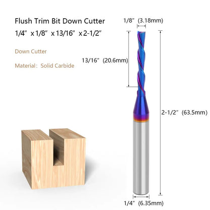 1/8" Solid Carbide Downcut Flush Trim Bit – 1/4" Shank